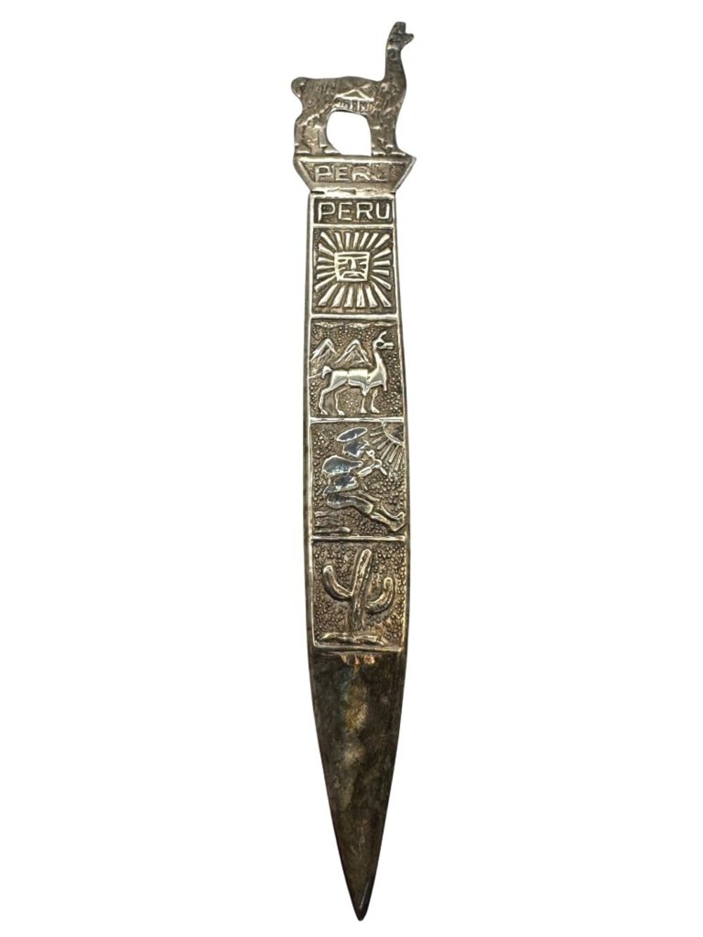 Peruvian Sterling Silver Letter Opener Llama Alpaca Handle Incan Designs Vintage